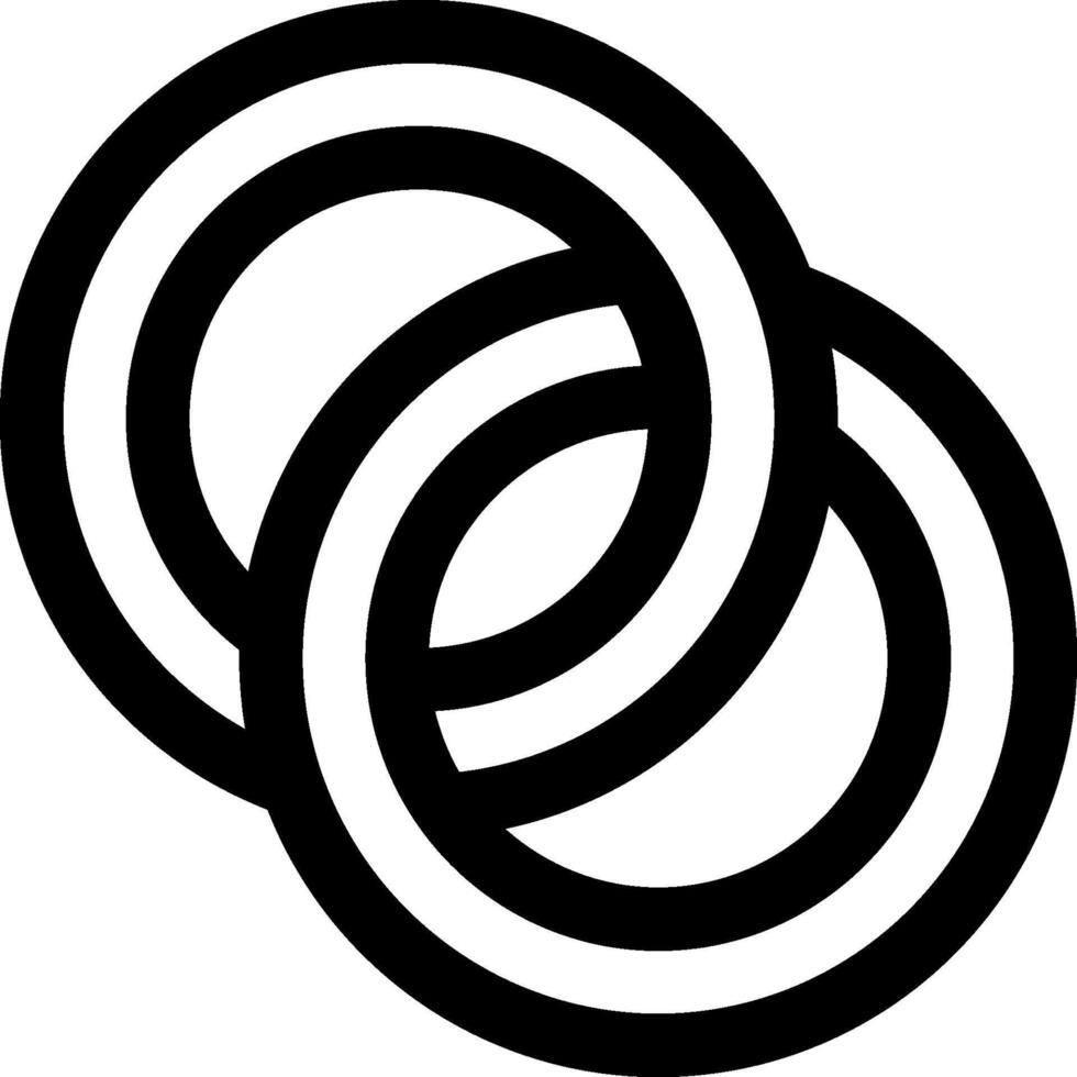 A black and white image of two intertwined circles vector