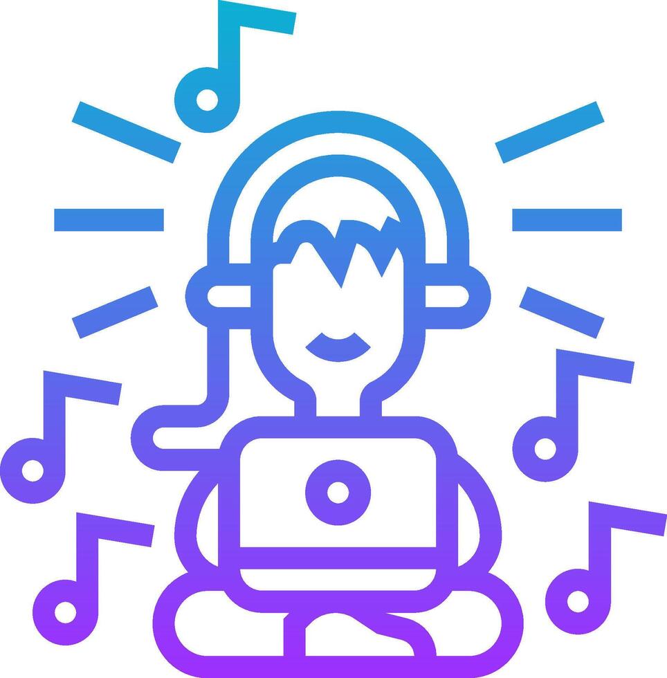A person with headphones and music notes vector