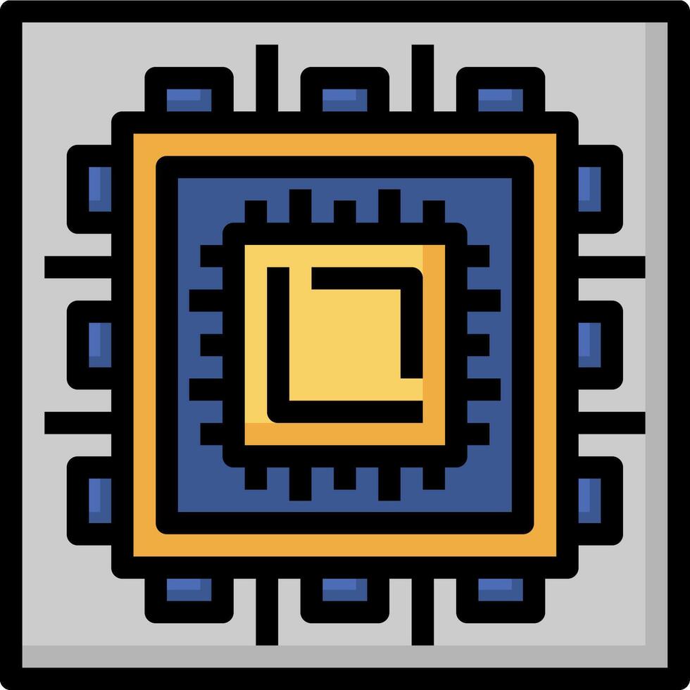 A computer chip icon vector