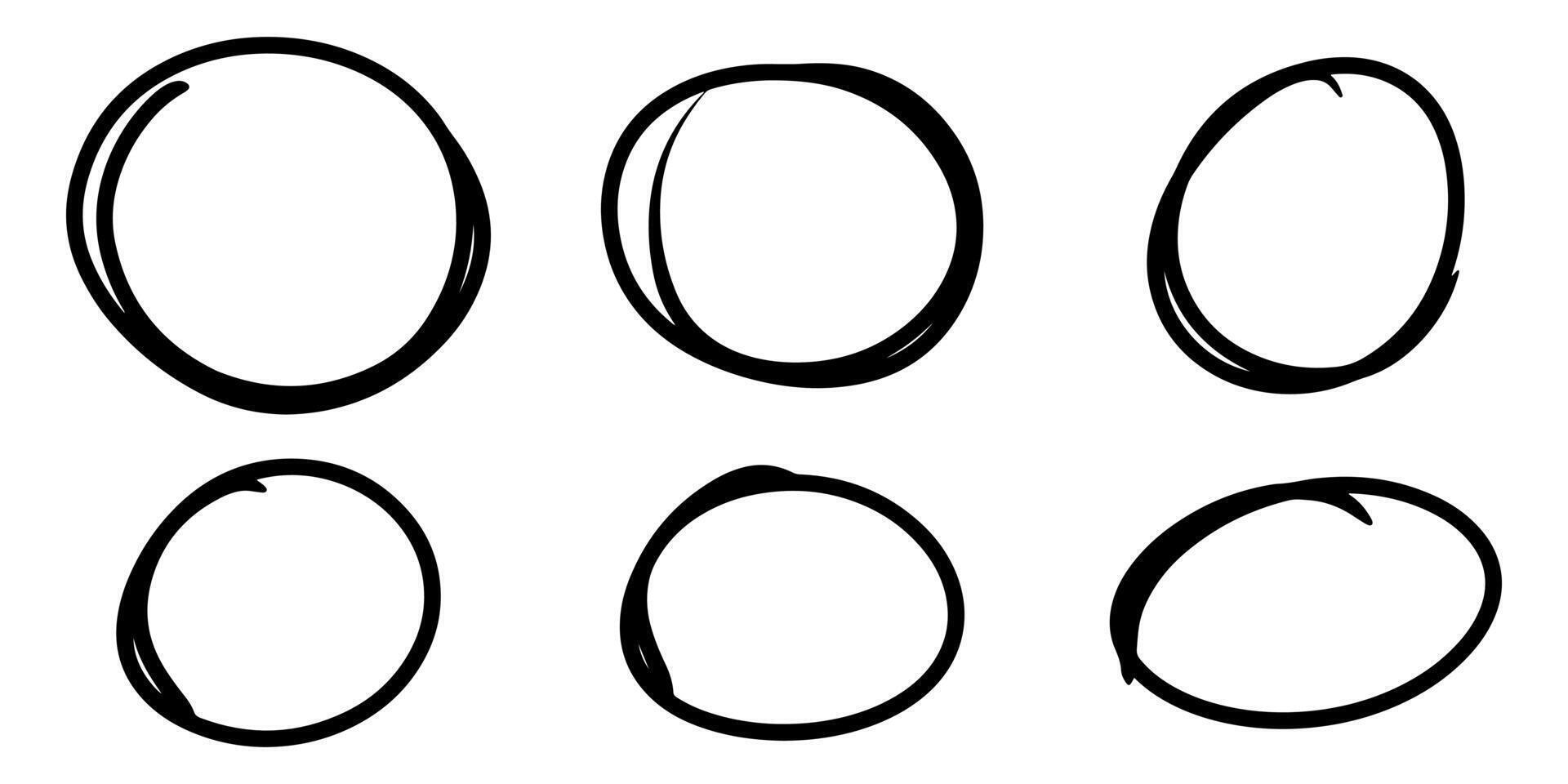Hand drawn cartoon circle line illustration doodle sketch style on white background. vector