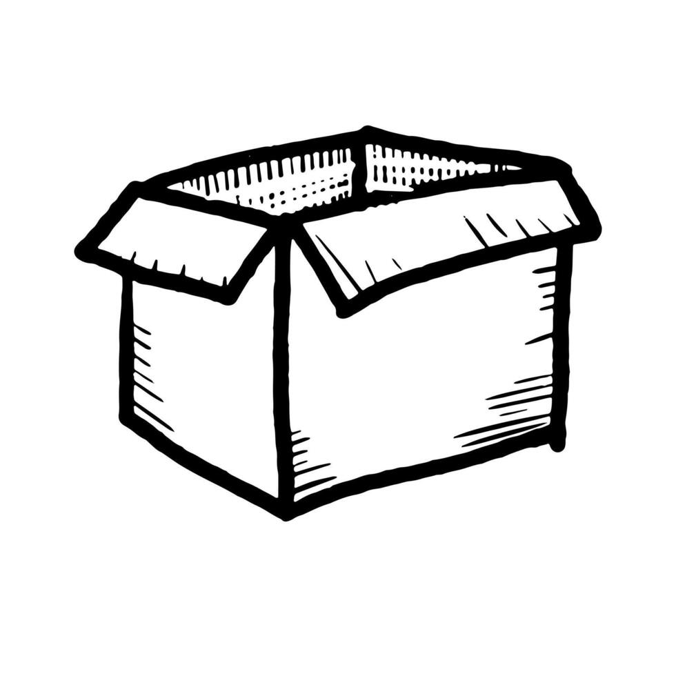Doodle sketch style of cardboard box drawn illustration for concept design. vector