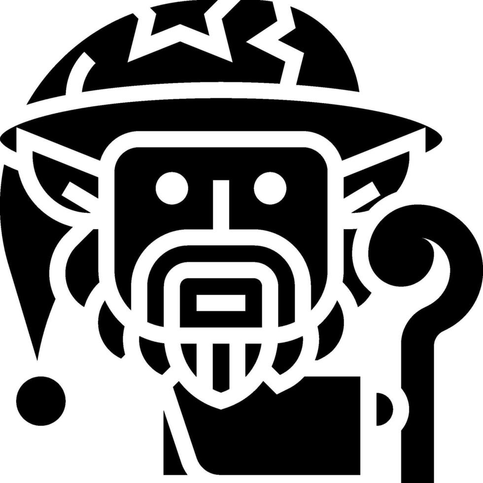 A black and white logo of a wizard with a hat vector