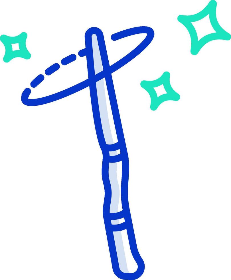 A blue and white drawing of a stick with a star on it vector
