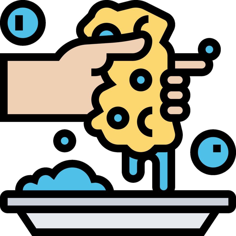 A hand is holding a piece of food in a bowl vector