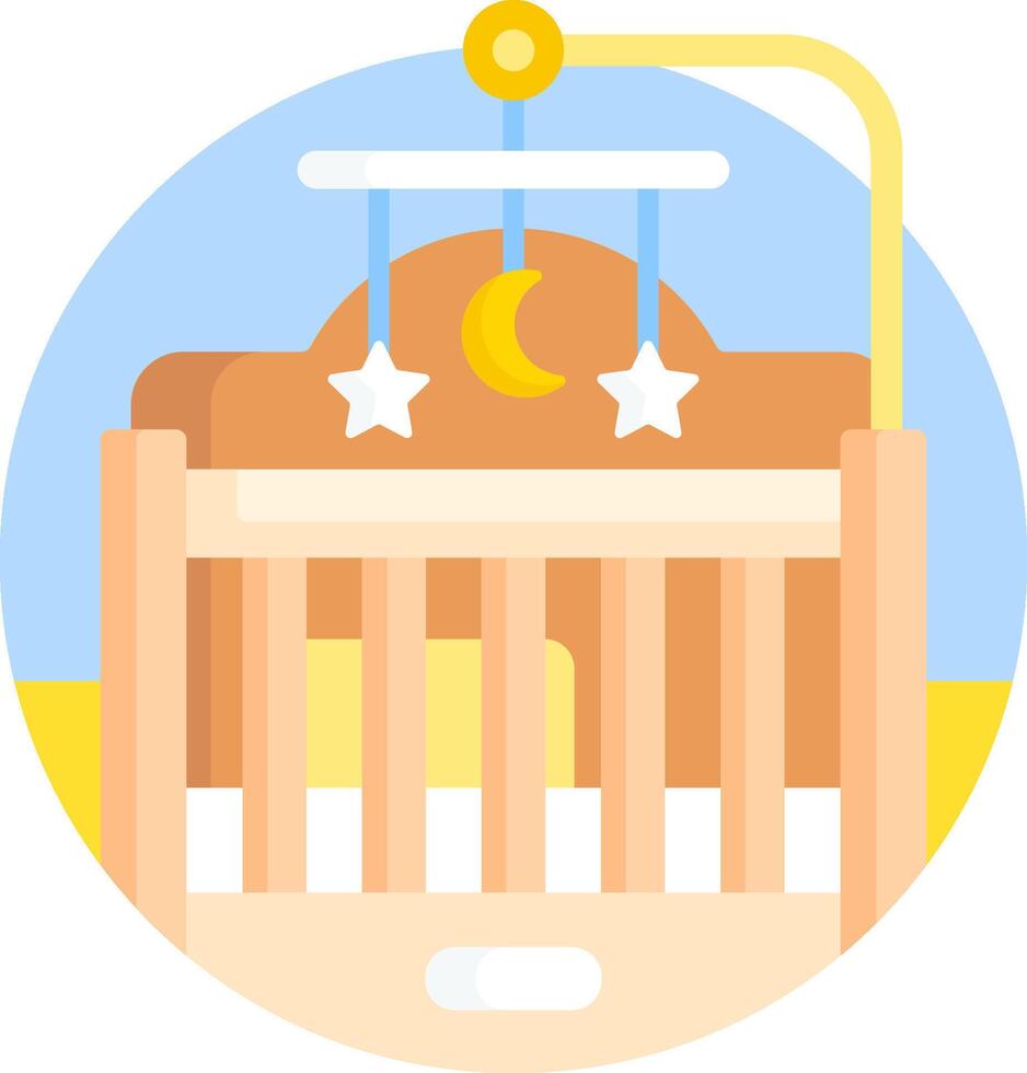 A baby crib with a star and moon on it vector