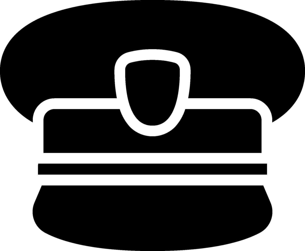 A black and white icon of a hat vector