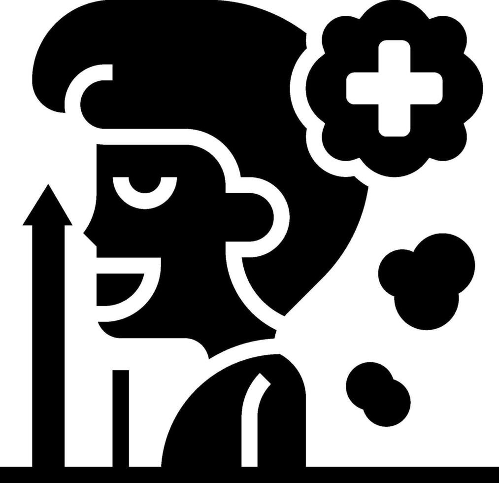 A black and white icon of a man with a cross on his head vector
