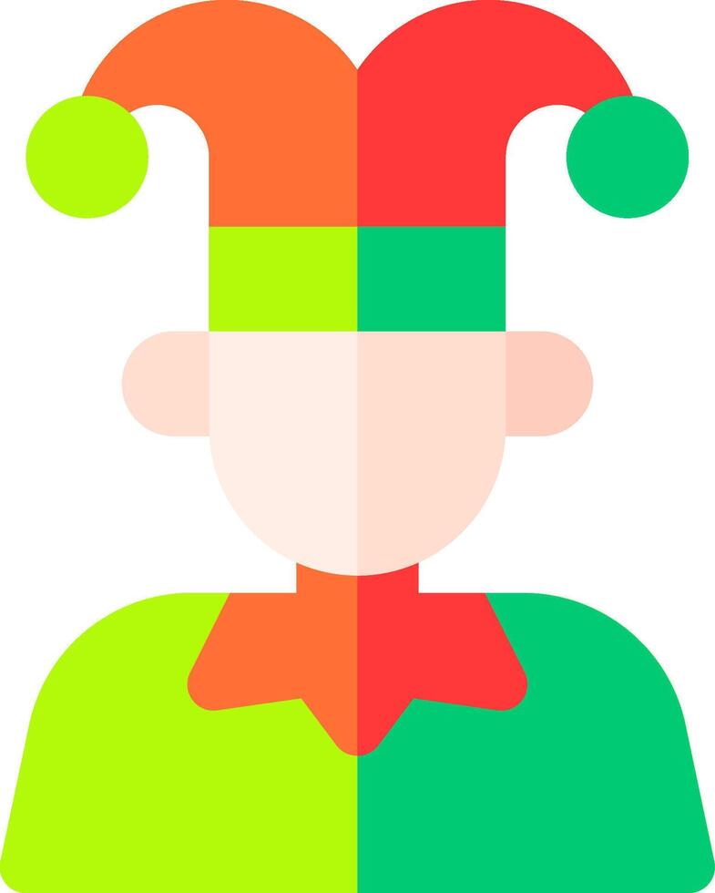 A cartoon jester with a green hat and red hat vector