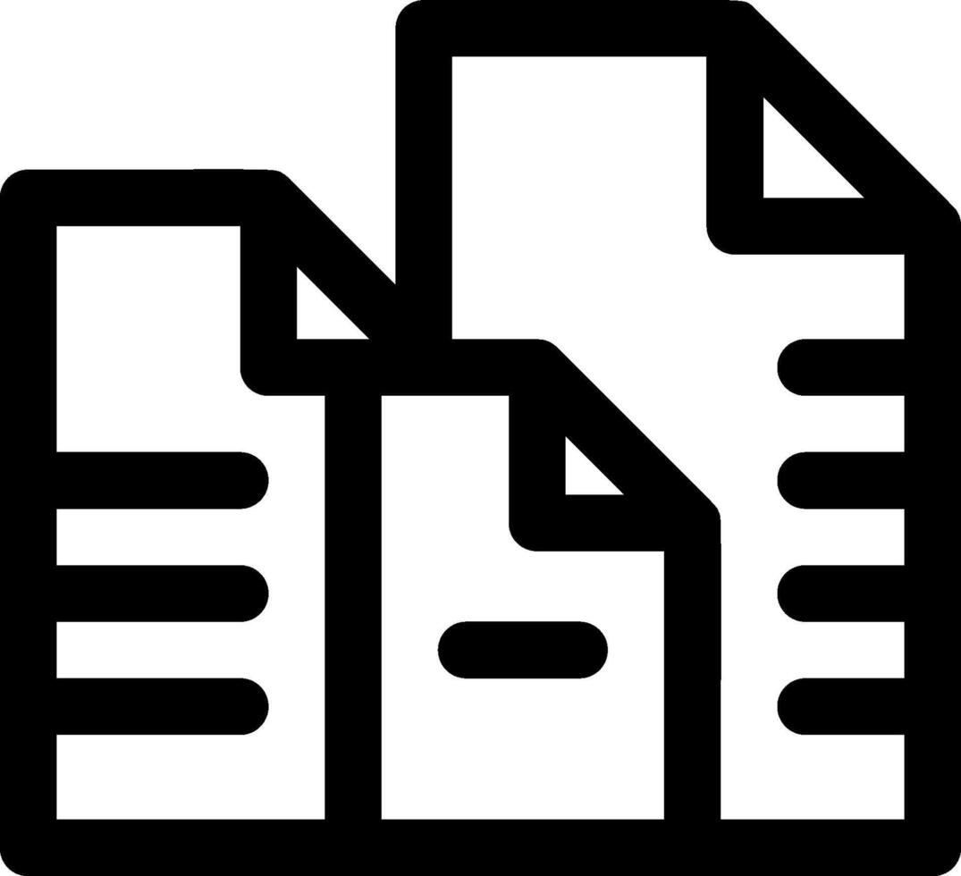 A black and white icon of a stack of paper vector