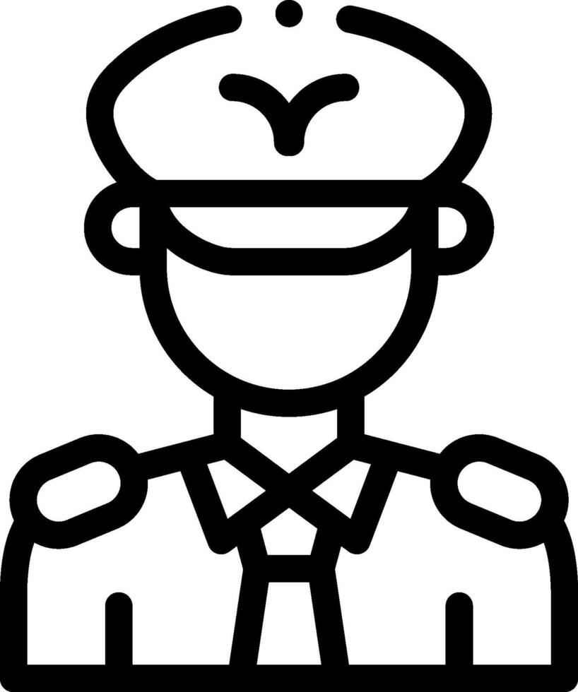 A black and white icon of a man in uniform vector