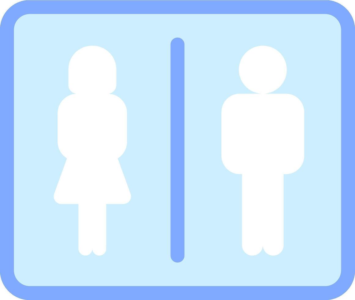 A blue and white bathroom sign with a man and woman vector