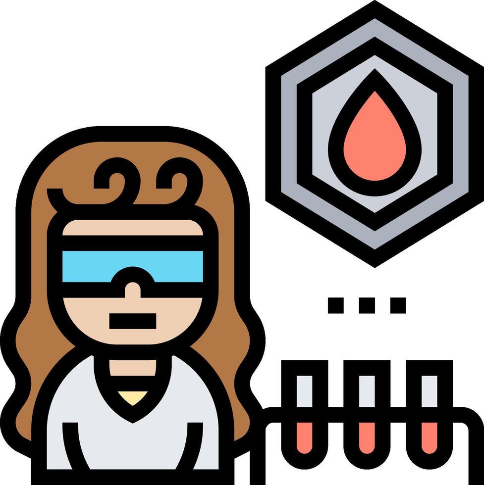 A woman in glasses and goggles is holding a test tube vector