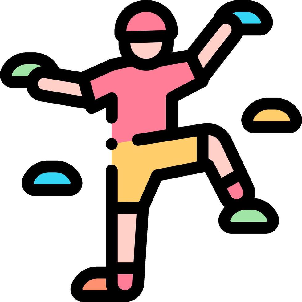 A man is jumping on a rock with a ball in his hand vector