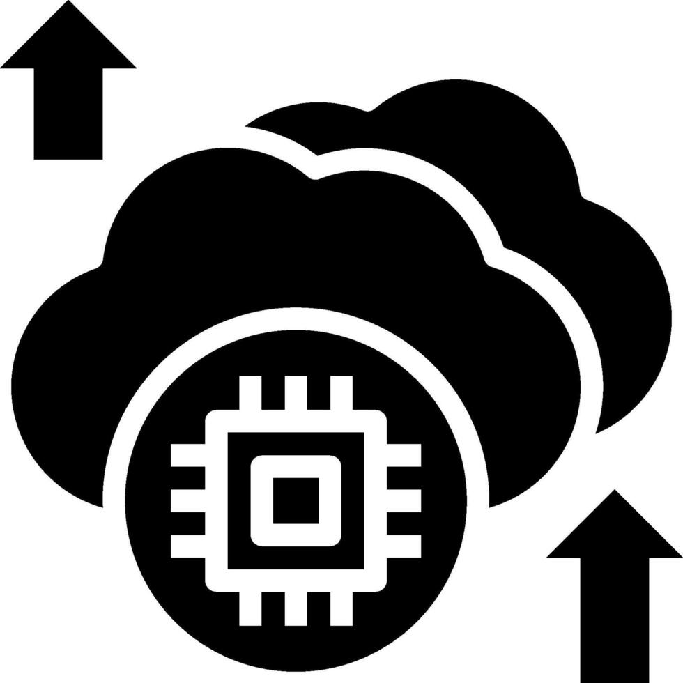 A black and white cloud with a chip on top vector