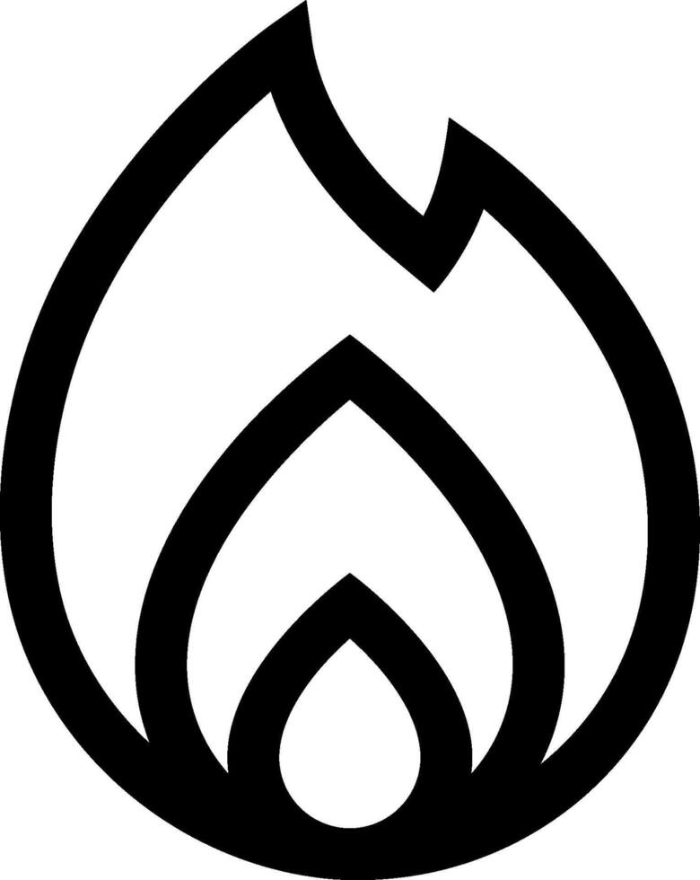 A black and white logo of a flame vector