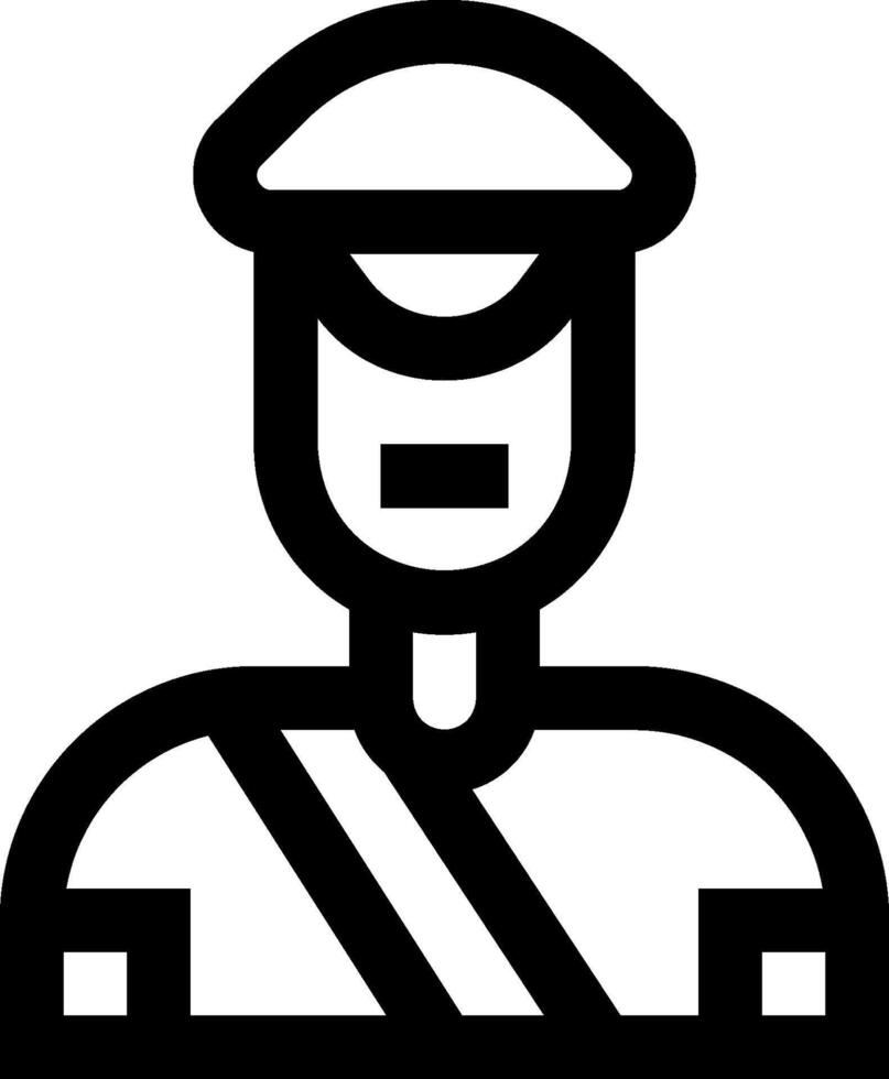 A black and white icon of a man in uniform vector