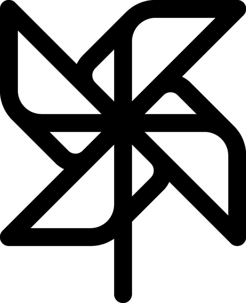 A black and white logo of a pinwheel vector