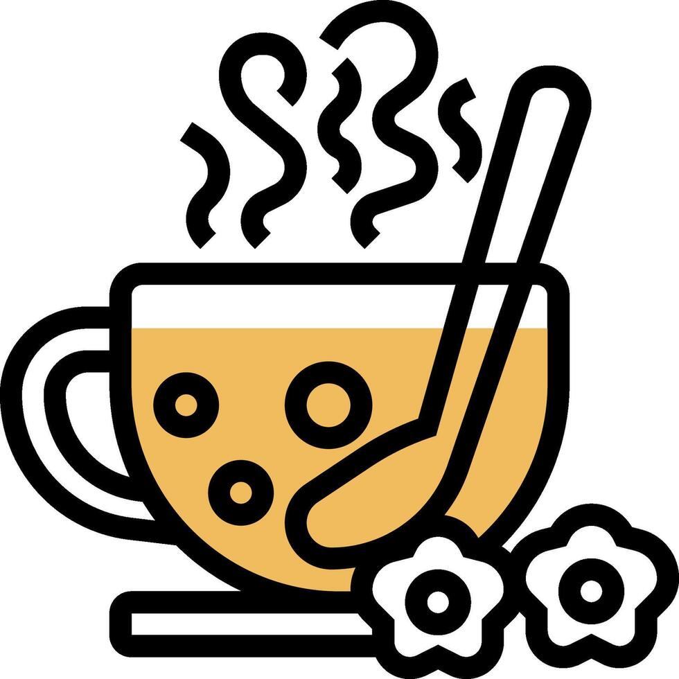 A cup of tea with a spoon and flowers vector