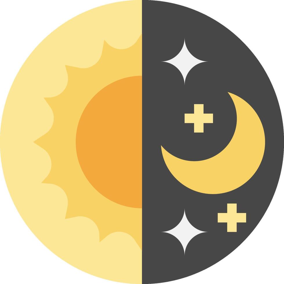 The sun and moon are shown in a flat design vector