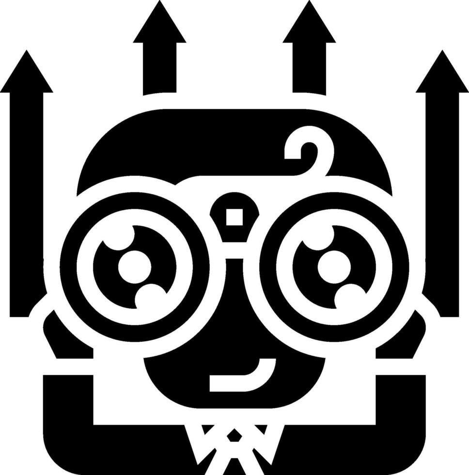 A black and white logo with a man wearing glasses vector