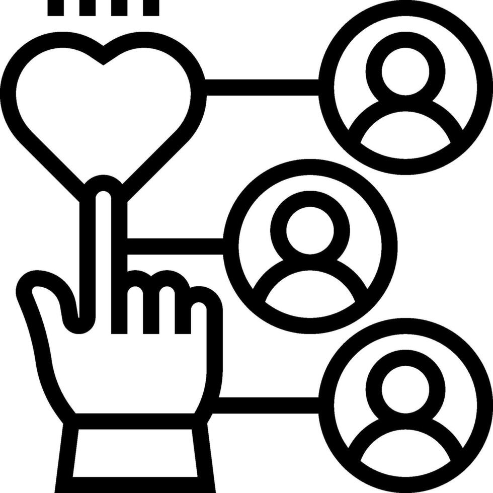 A hand holding a heart with people around it vector