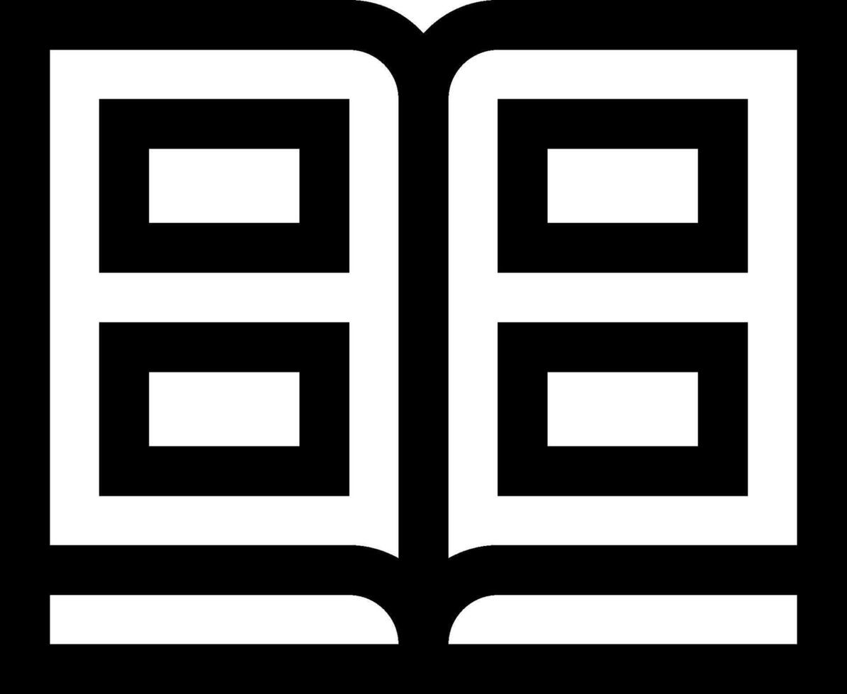 A black and white open book icon vector