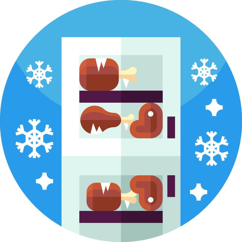 A refrigerator with two pieces of meat inside vector