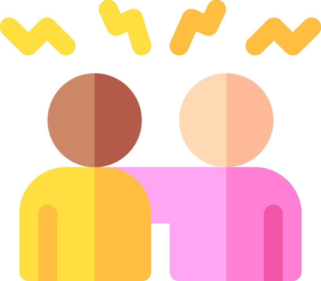 Two people are hugging each other with a yellow and pink background vector