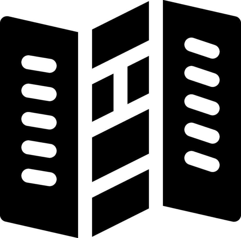 A black and white logo of a book vector