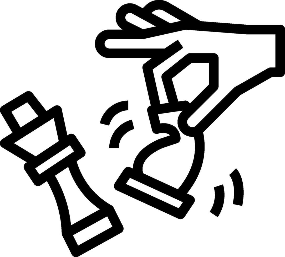 A hand is holding a piece of glass and a chess piece vector
