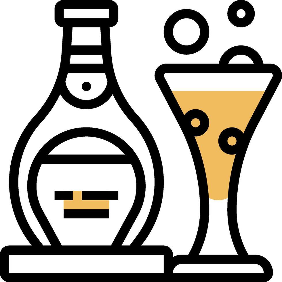 A bottle of liquor and a glass of wine vector
