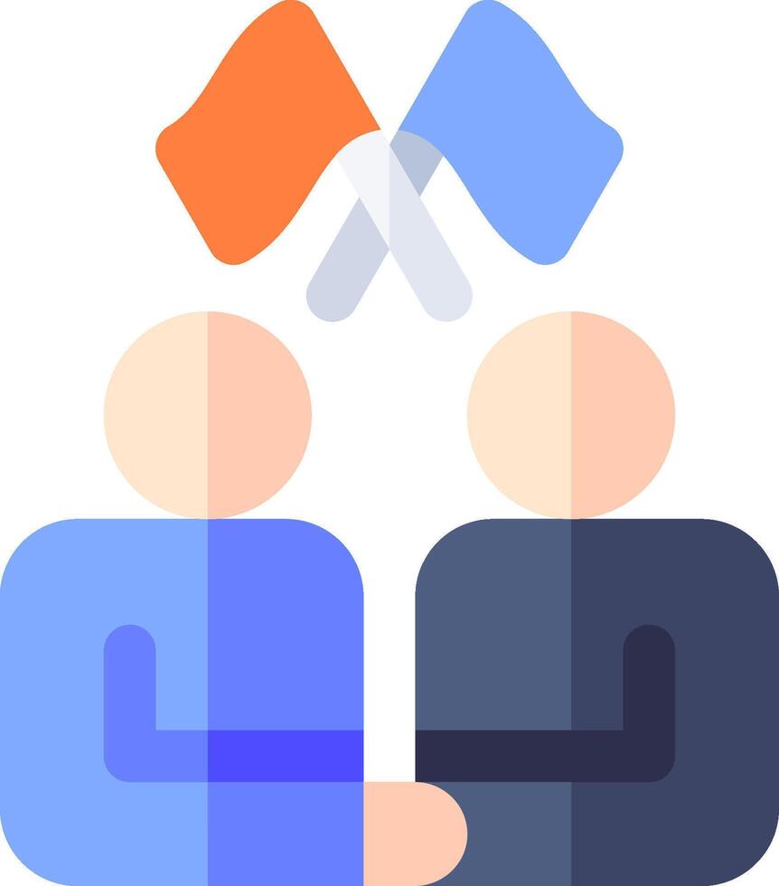 Two people holding hands with flags on top of them vector