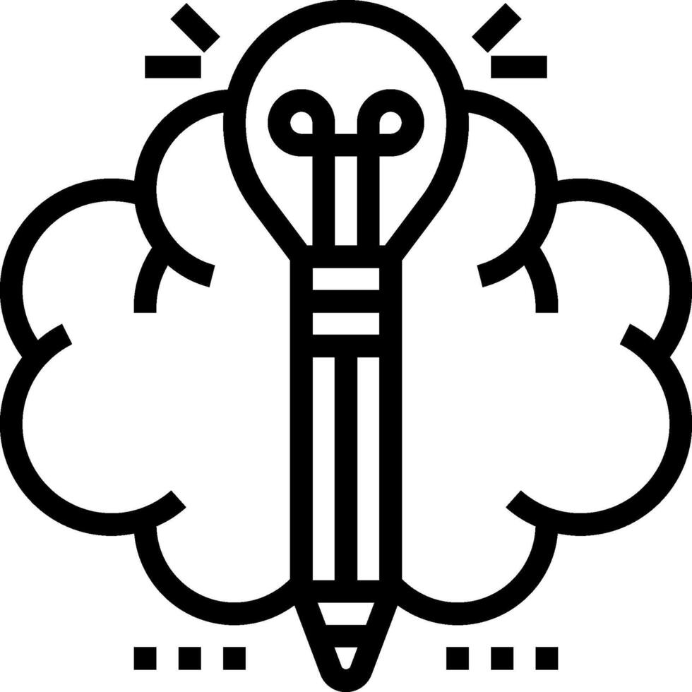 A black and white image of a pencil with a light bulb vector