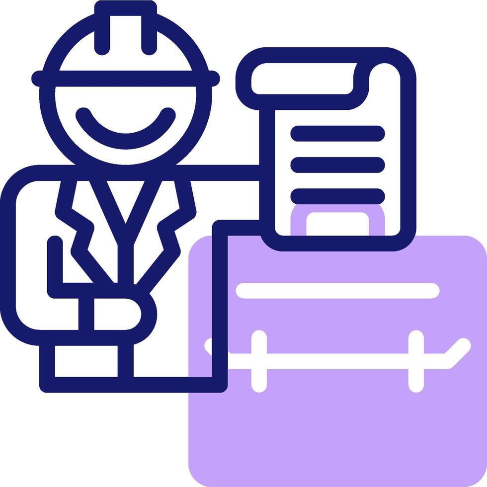 A man in a hard hat holding a piece of paper and a briefcase vector