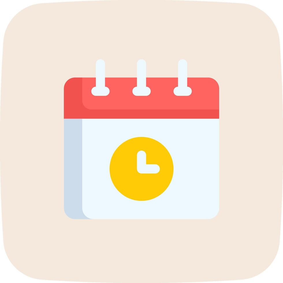 A calendar icon with a clock on it vector