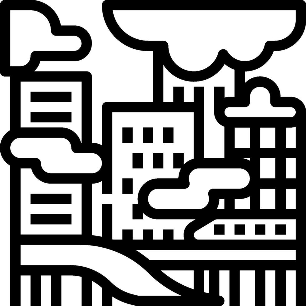 A city skyline with buildings and clouds vector