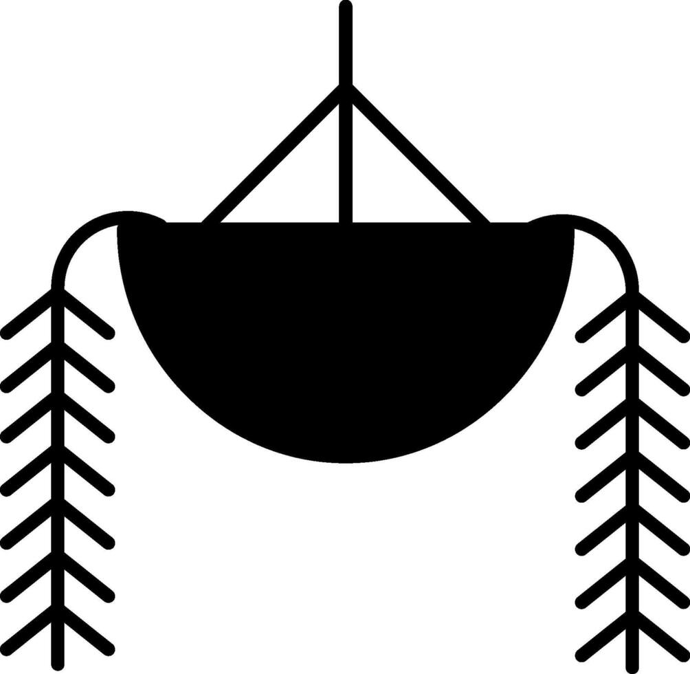 A black and white illustration of a basket with a tree vector