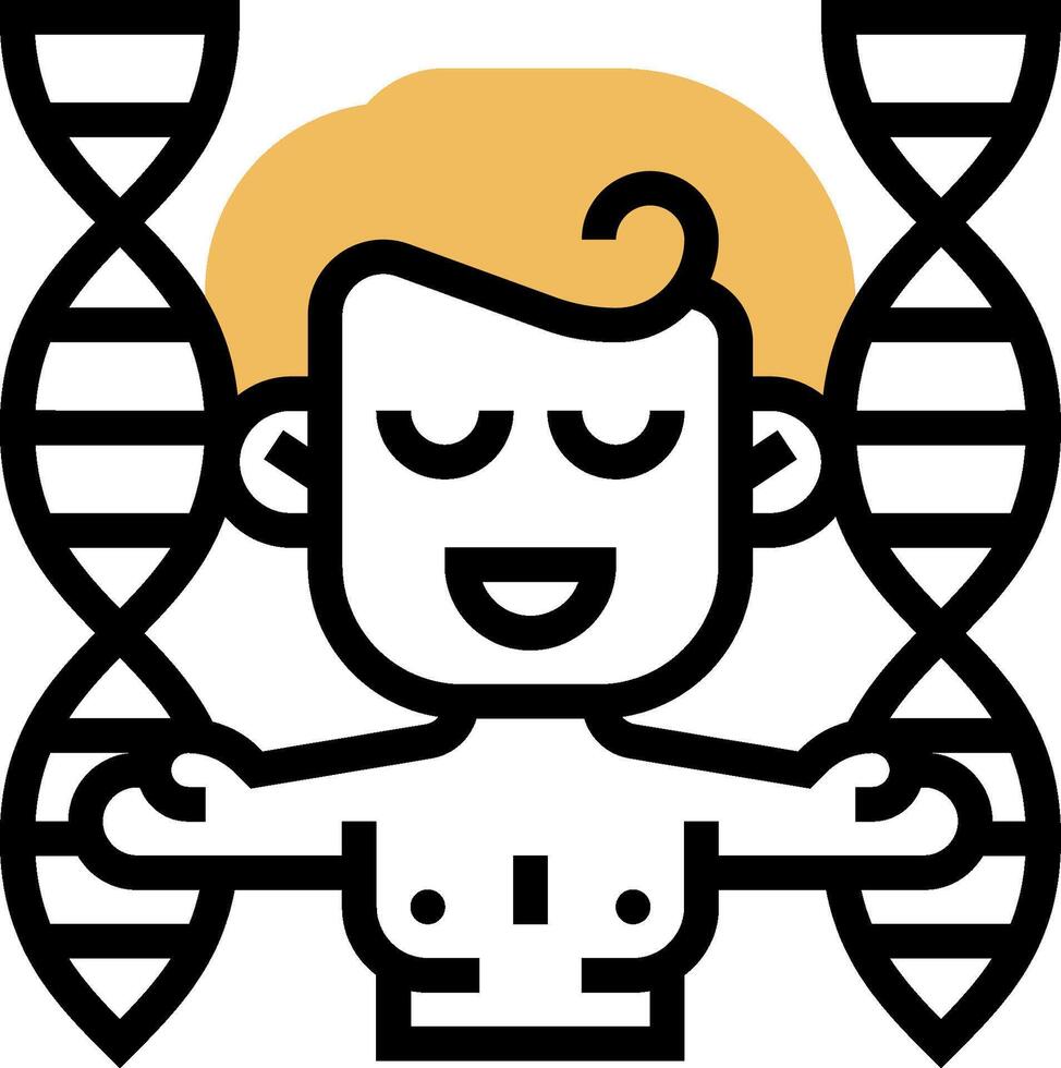 A man with a dna strand in front of him vector