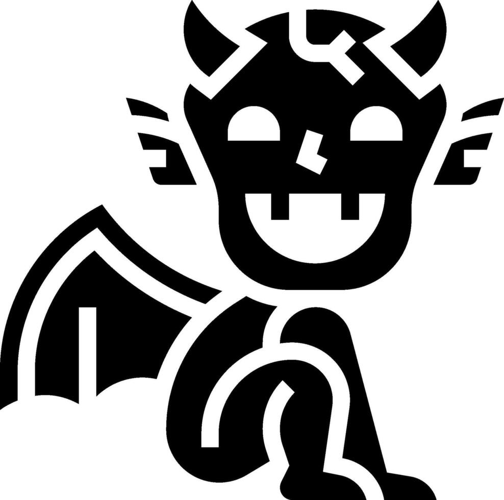 A black and white cartoon devil with wings vector