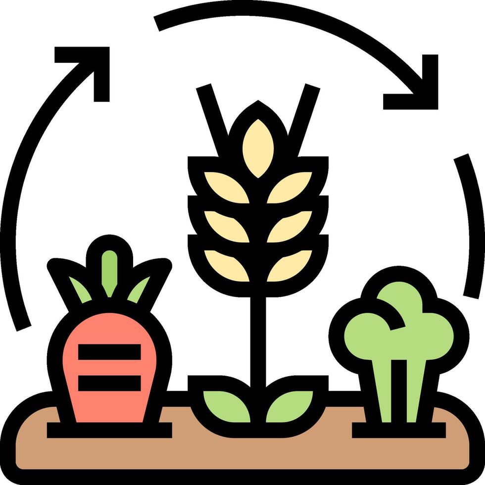 A plant and a carrot are in a pot with a circle around it vector