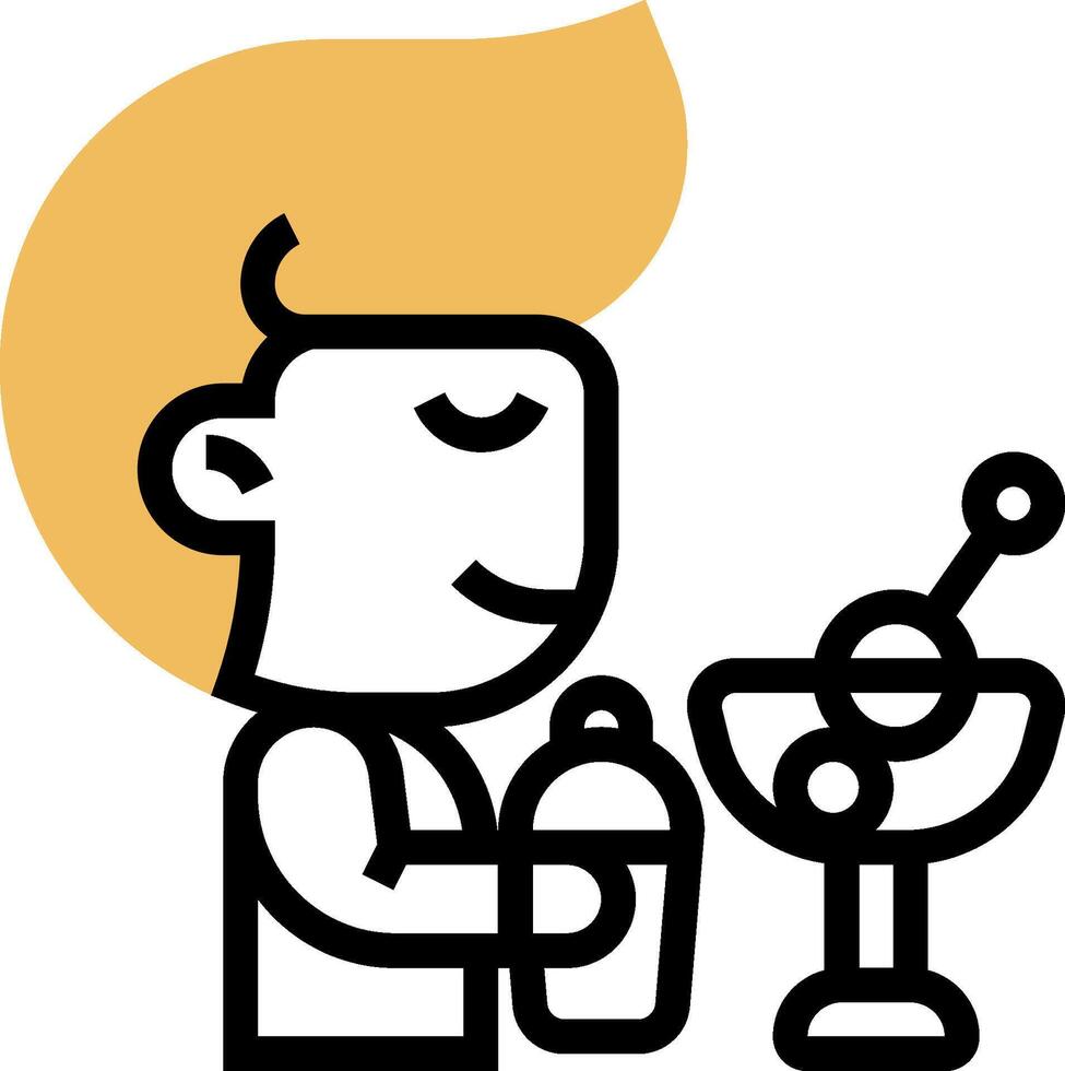A cartoon man holding a drink and a glass vector