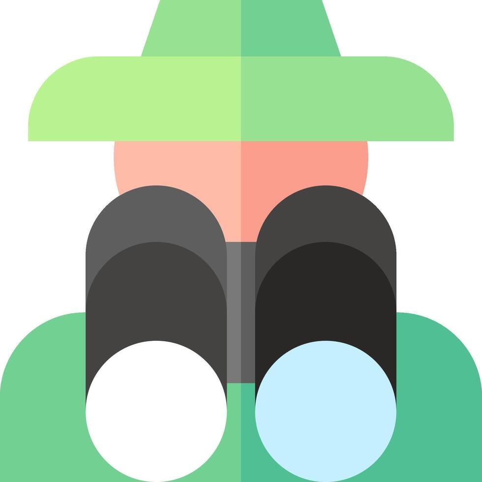 A person wearing a hat and holding a pair of binoculars vector