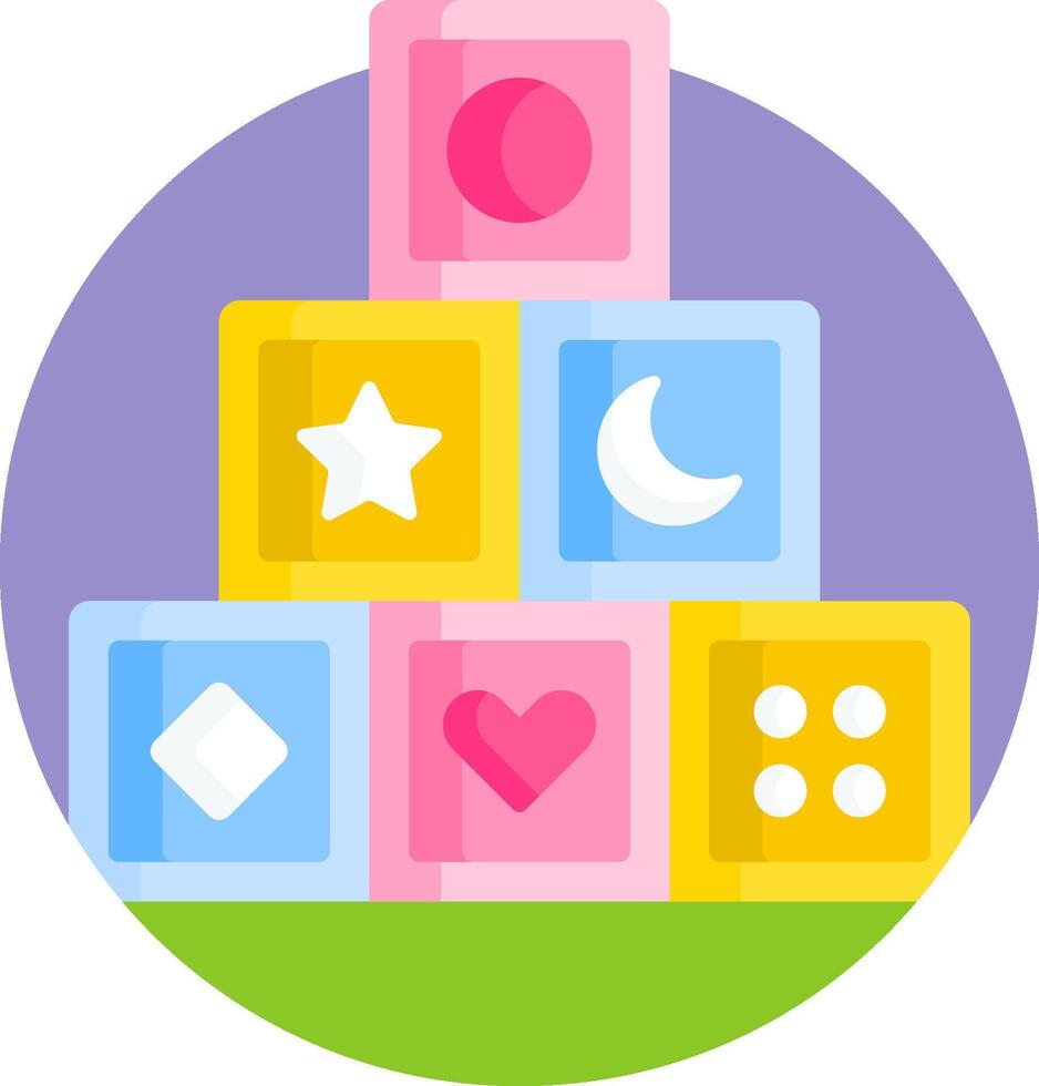 A colorful stack of blocks with various shapes vector