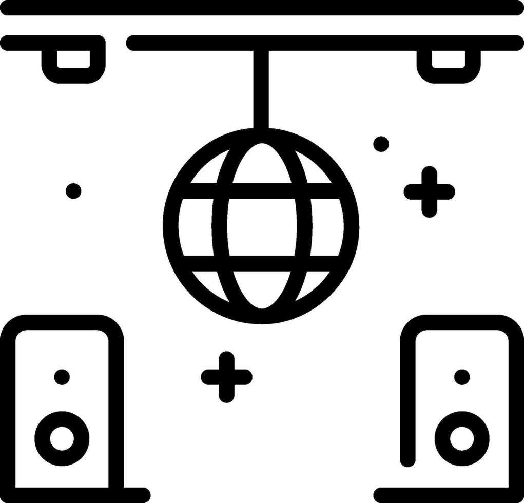 A black and white image of a speaker and a disco ball vector