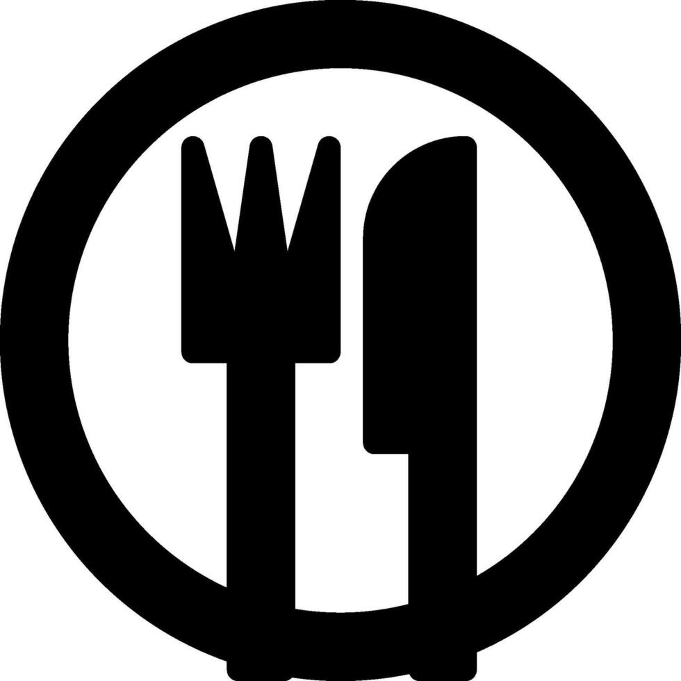 A black and white logo of a fork and knife vector