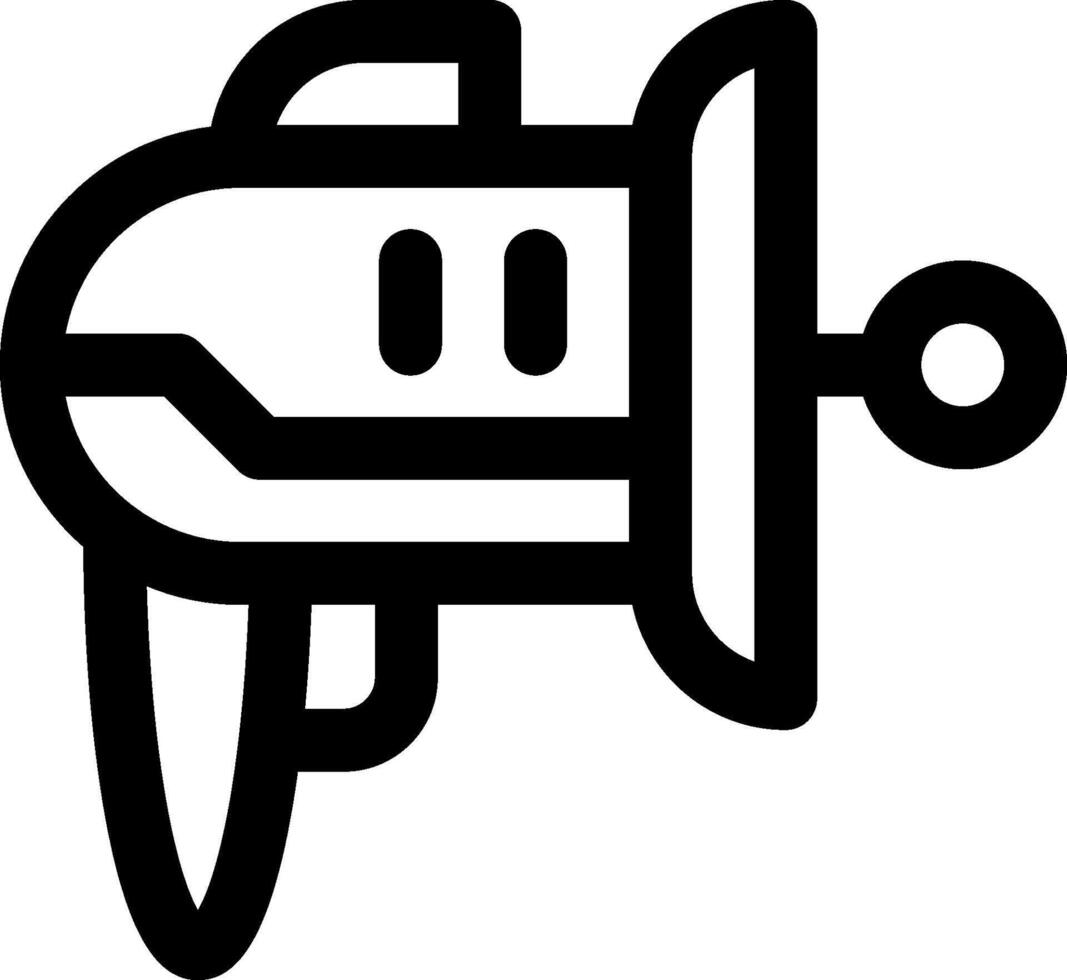 A black and white icon of a gun vector