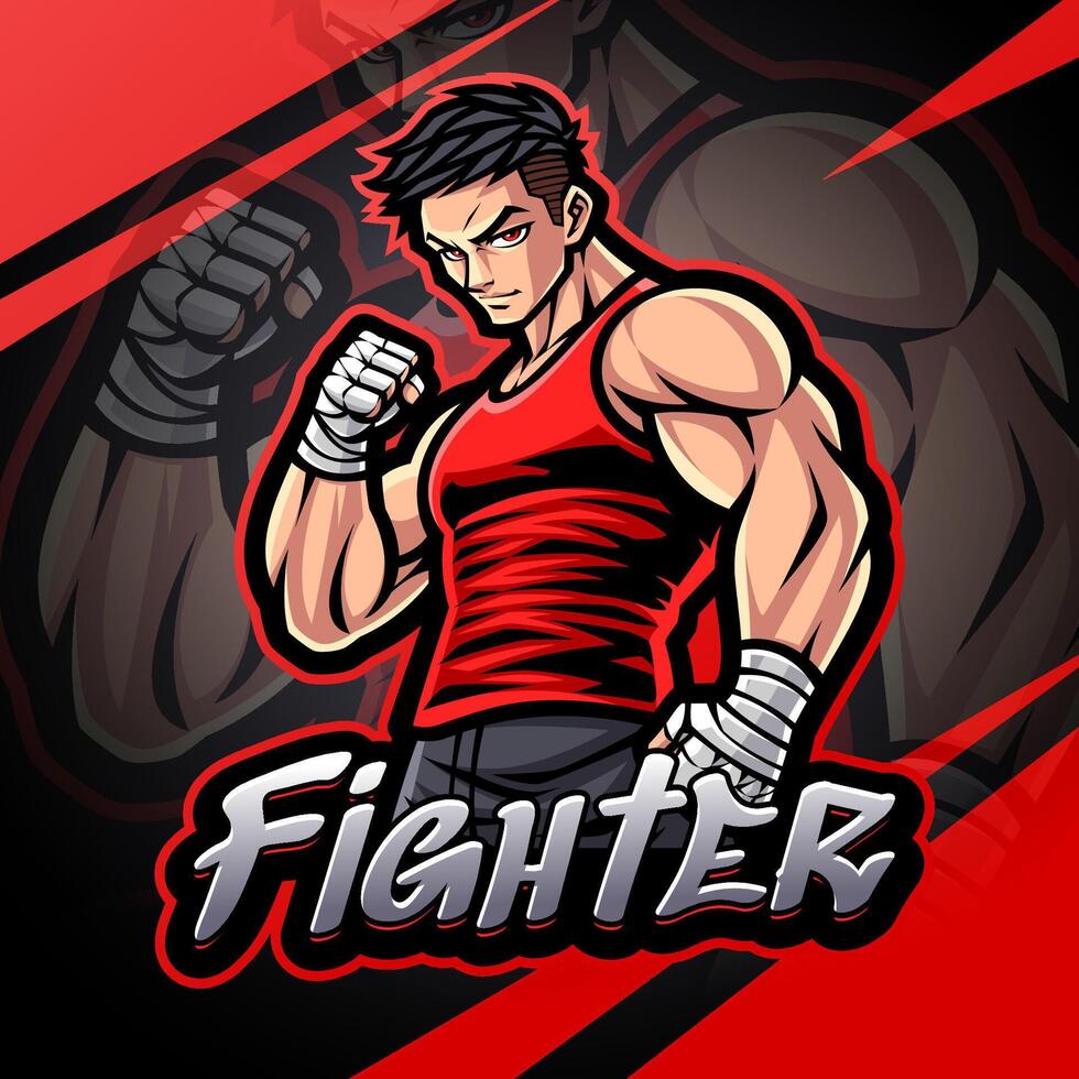 Fighter esport mascot logo design vector