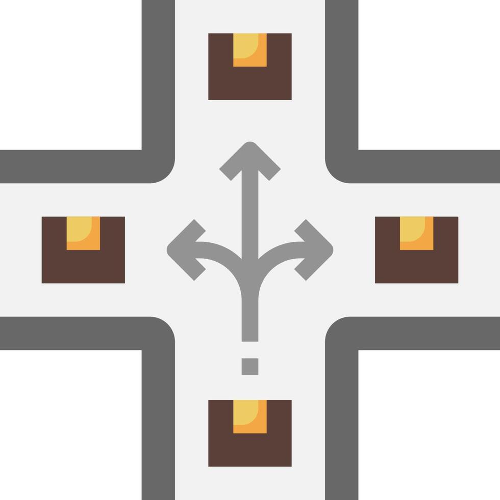 A cross with a yellow arrow pointing to the right vector