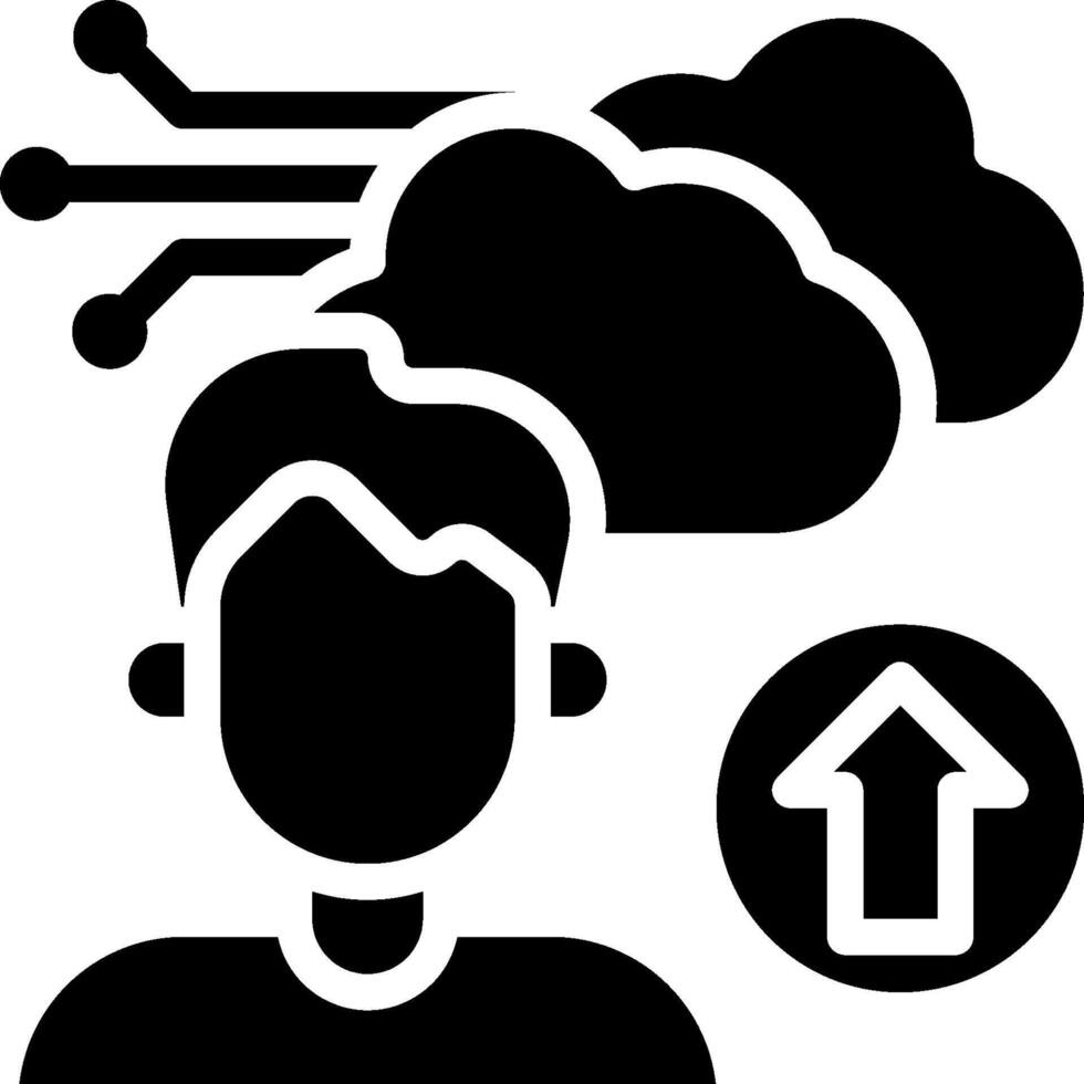 A man with a cloud and an arrow pointing up vector