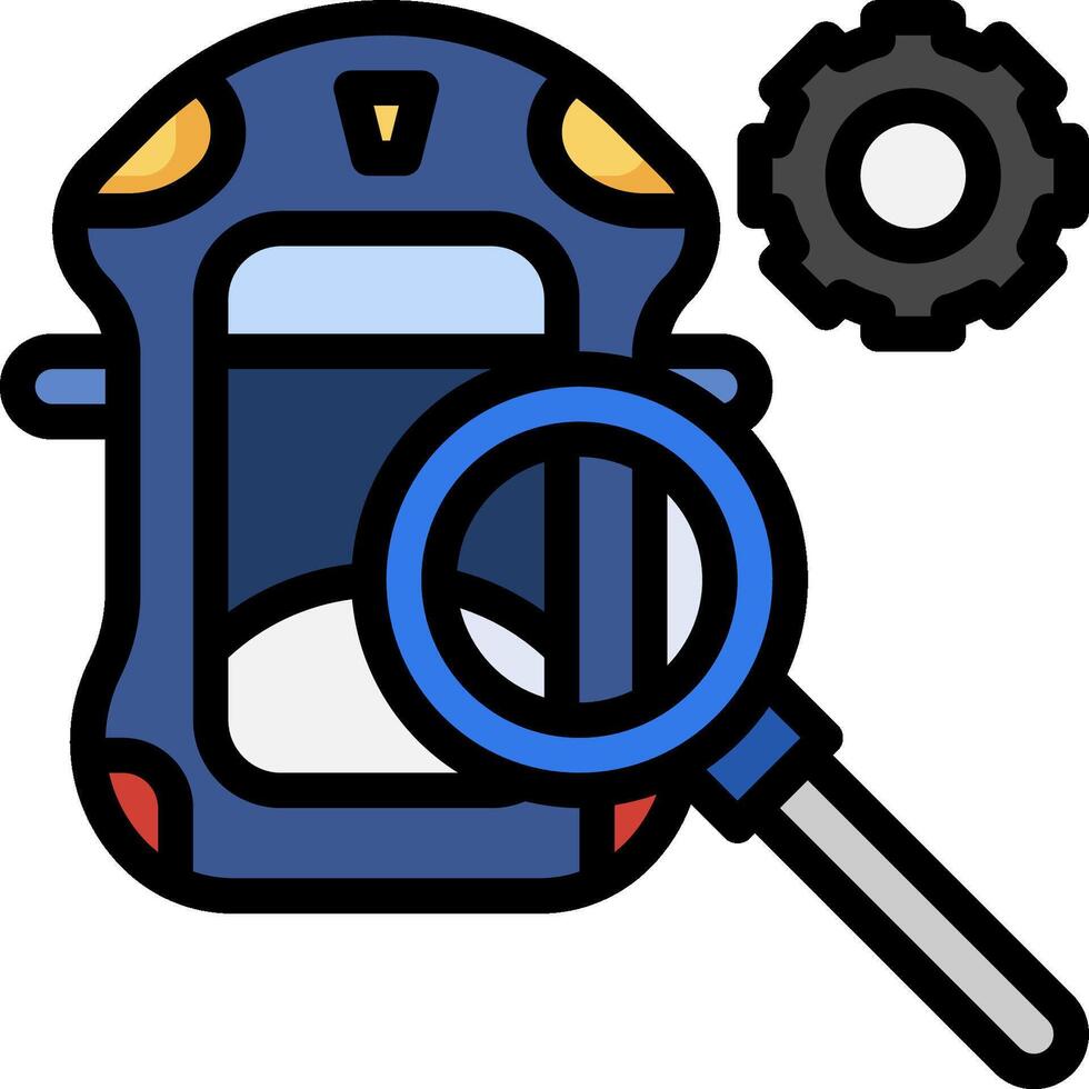 A car with a magnifying glass and a gear vector